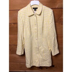 Donna Rae New York Houndstooth Blazer Jacket Yello White Cotton 12 Midi  Gingham